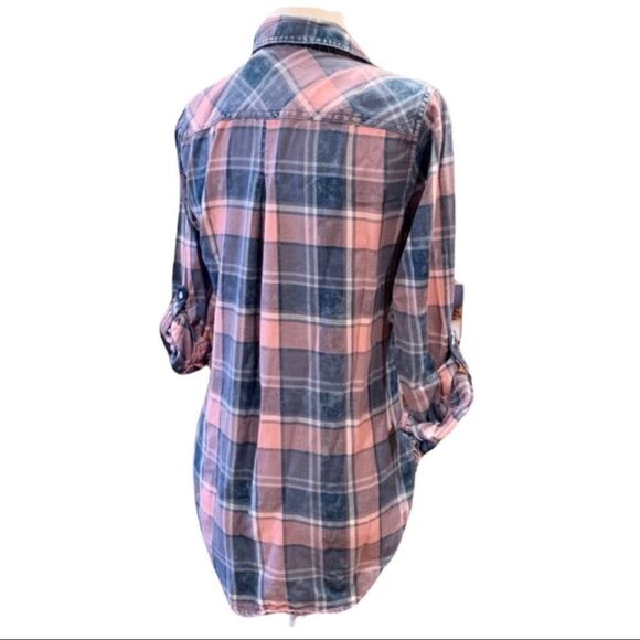 NEW Kenneth Cole Reaction Flannel Roll Tab Sleeves Button Down Shirt Sz S - Picture 7 of 10